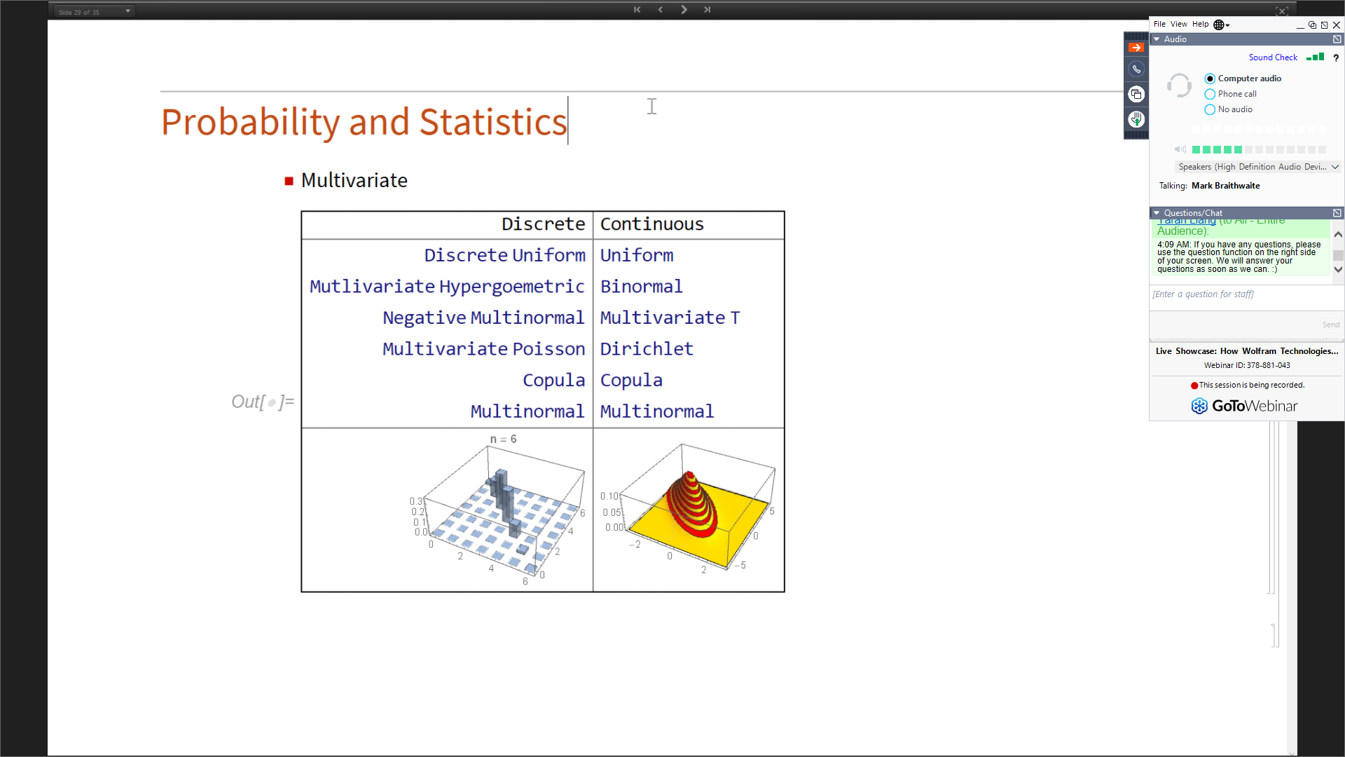 Second Online Training On Using “Mathematica” Software