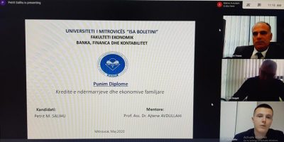 For The First Time, At The Faculty Of Economics In The University Of Mitrovica Was Organized The Online Defense Of Bachelor Theses