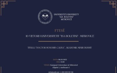 Agjenda Për Shënimin E 10-vjetorit Të Themelimit Të Universitetit”Isa Boletini”- Mitrovicë