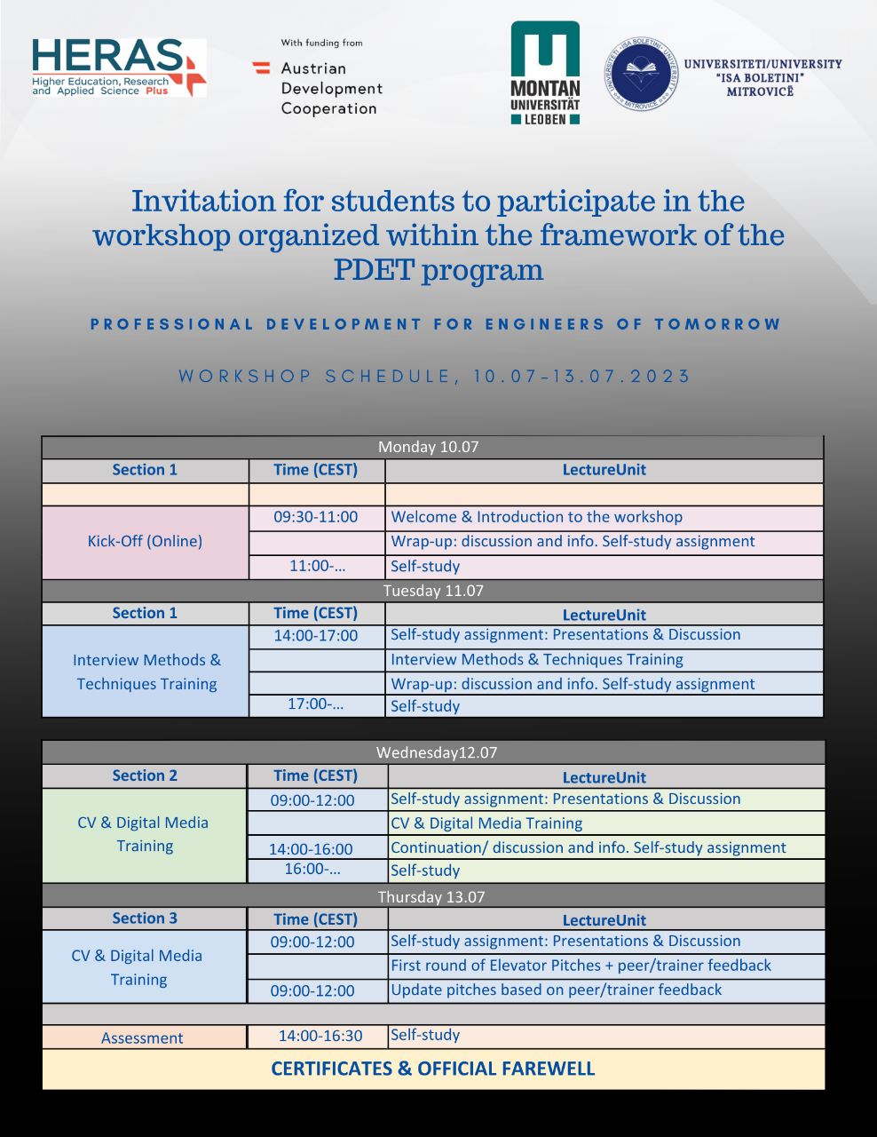 Invitation To Participate In The Professional Development Training For Tomorrow’s Engineers