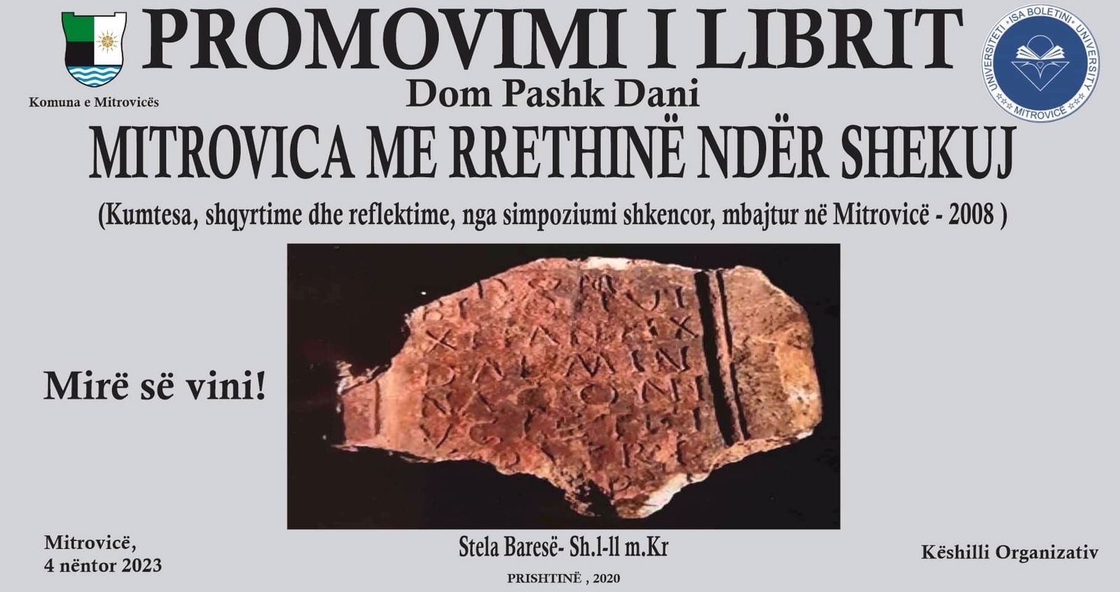 Të Shtunën (4 Nëntor 2023) Promovohet Libri “Mitrovica Me Rrethinë Ndër Shekuj”, I Autorit, Dom Pashk Dani