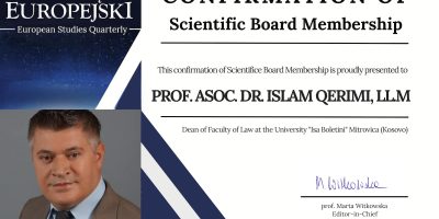 Prof.asoc.dr. Islam Qerimi, Zgjedhet  Anëtar I Bordit Shkencor  Nga Revista E Universitetit Të Varshavës, PRZEGLAD EUROPEJSKI – European Studies Quartely