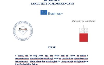 Ftesë: Ligjëratë E Prof.dr. Mitja Petric Me Titull: “Metal Reactions And Phase Determination During INSITU ANALYSIS”
